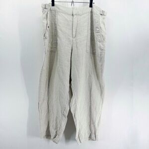 Athleta Voyager Beige 100% Linen Pants Size 20